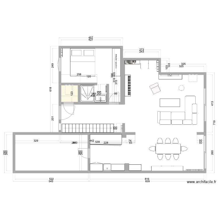 Maison RDC. Plan de 1 pièce et 2 m2