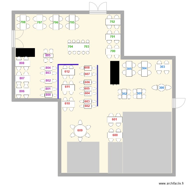 SJDS. Plan de 1 pièce et 128 m2