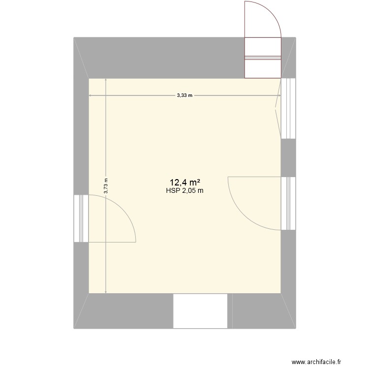 cuisine. Plan de 1 pièce et 12 m2