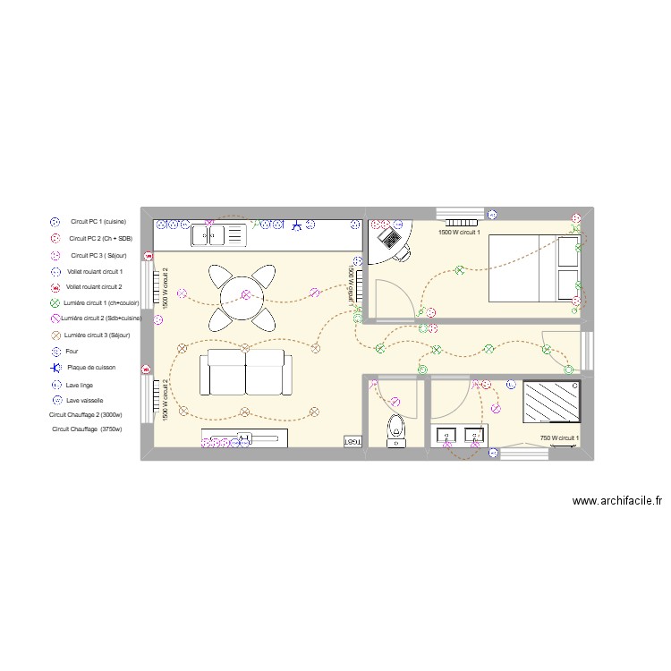 CAP 1 TP. Plan de 4 pièces et 40 m2