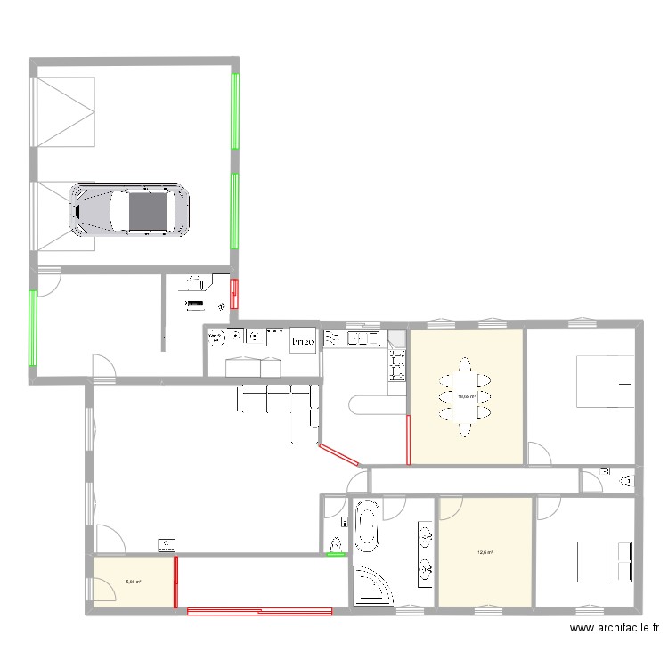 perso. Plan de 2 pièces et 24 m2