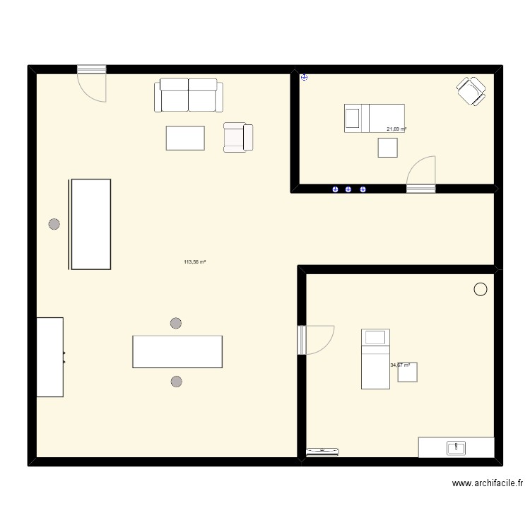 vava. Plan de 3 pièces et 170 m2