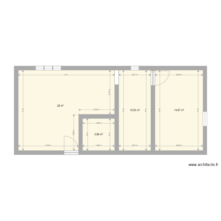 casa mundial. Plan de 4 pièces et 54 m2