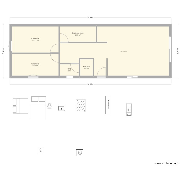 LILAS. Plan de 6 pièces et 66 m2