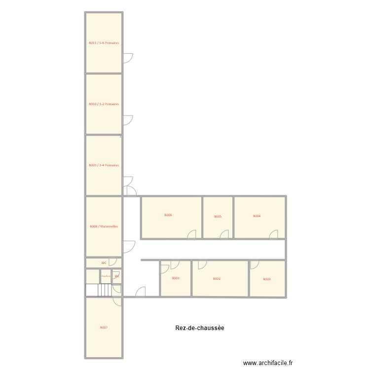 Differt Bât Classes. Plan de 28 pièces et 406 m2