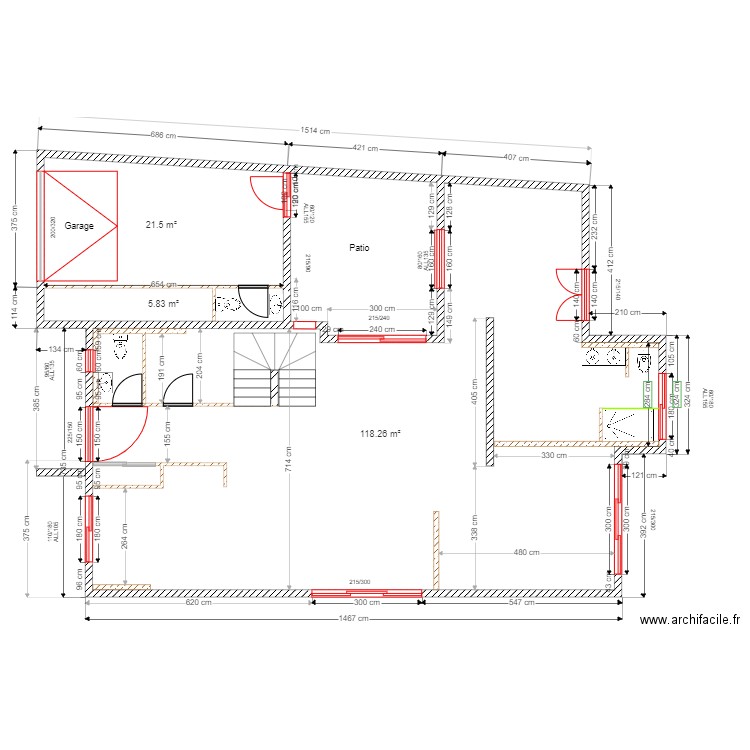 Implantation ouvertures Rez de chausée. Plan de 0 pièce et 0 m2