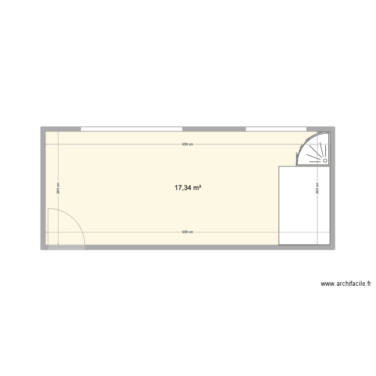 sauna v2. Plan de 1 pièce et 17 m2