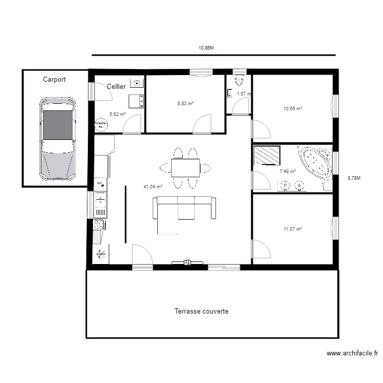 Plan 1 CLO 4. Plan de 7 pièces et 84 m2