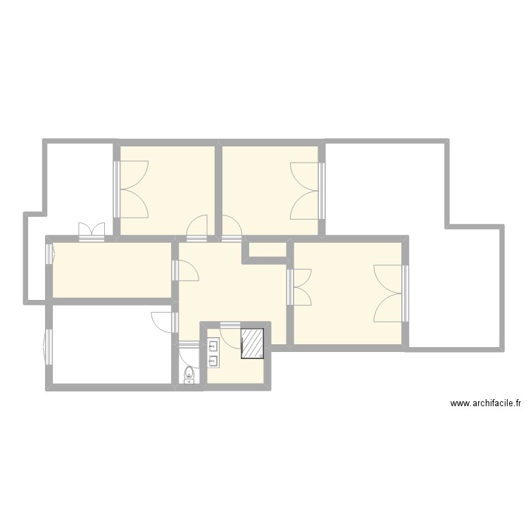 6et avec terrasse sans cotations. Plan de 7 pièces et 72 m2