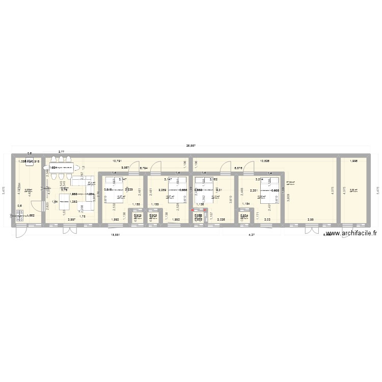 mak. Plan de 12 pièces et 118 m2