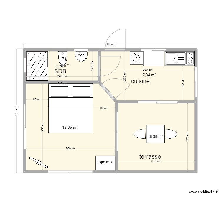 studio. Plan de 0 pièce et 0 m2