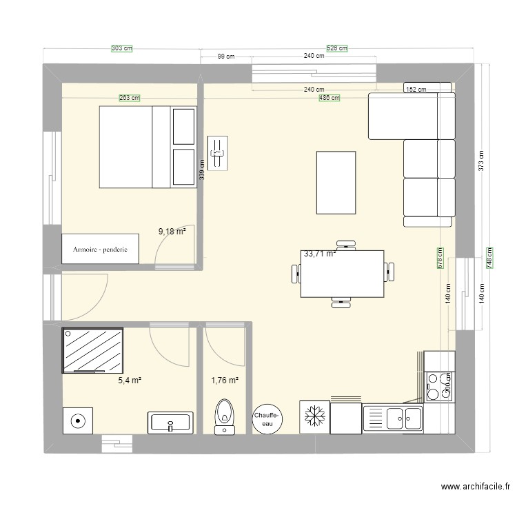 plan maison 50m2 T. Plan de 4 pièces et 50 m2