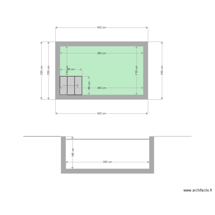 plan en coupe. Plan de 0 pièce et 0 m2