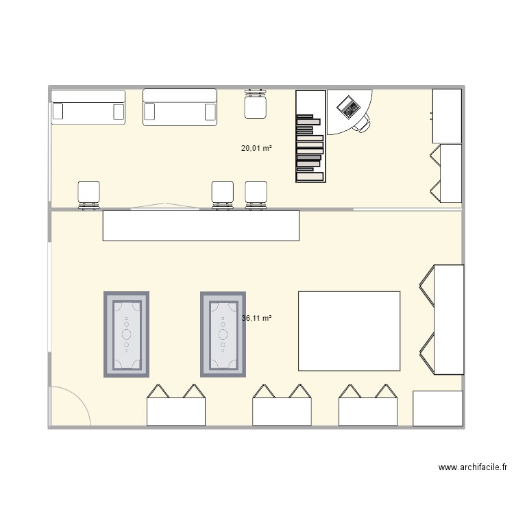 MOTOS. Plan de 2 pièces et 56 m2