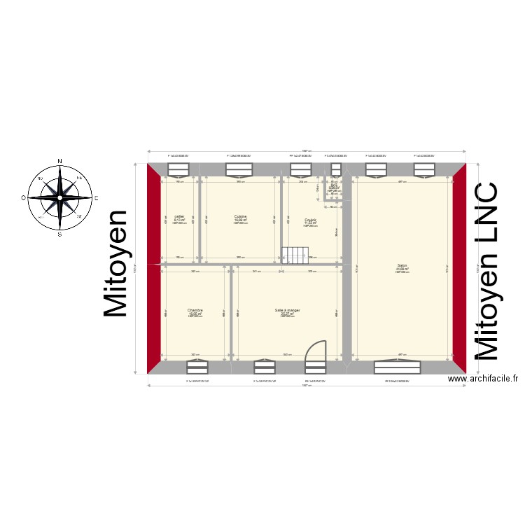  ML25002755  BRUNEAU. Plan de 15 pièces et 331 m2