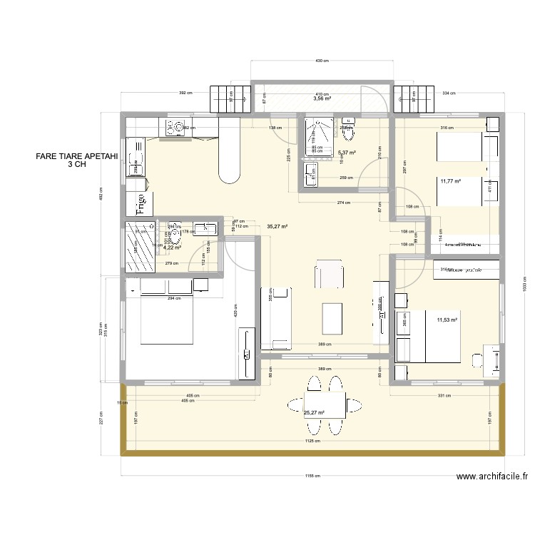 TIARE APETAHI 3CH BIS. Plan de 7 pièces et 97 m2