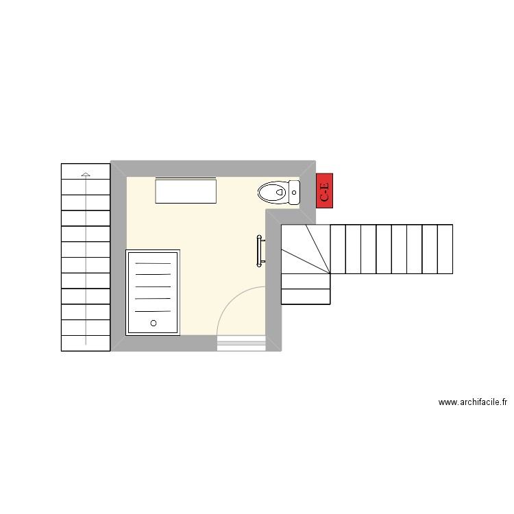 SDB KARON Kareen. Plan de 1 pièce et 6 m2