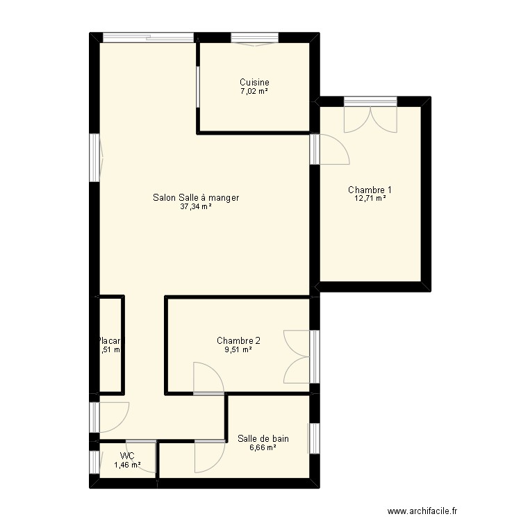 rems. Plan de 7 pièces et 76 m2