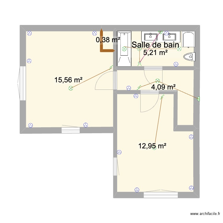 aix157-1er. Plan de 5 pièces et 38 m2