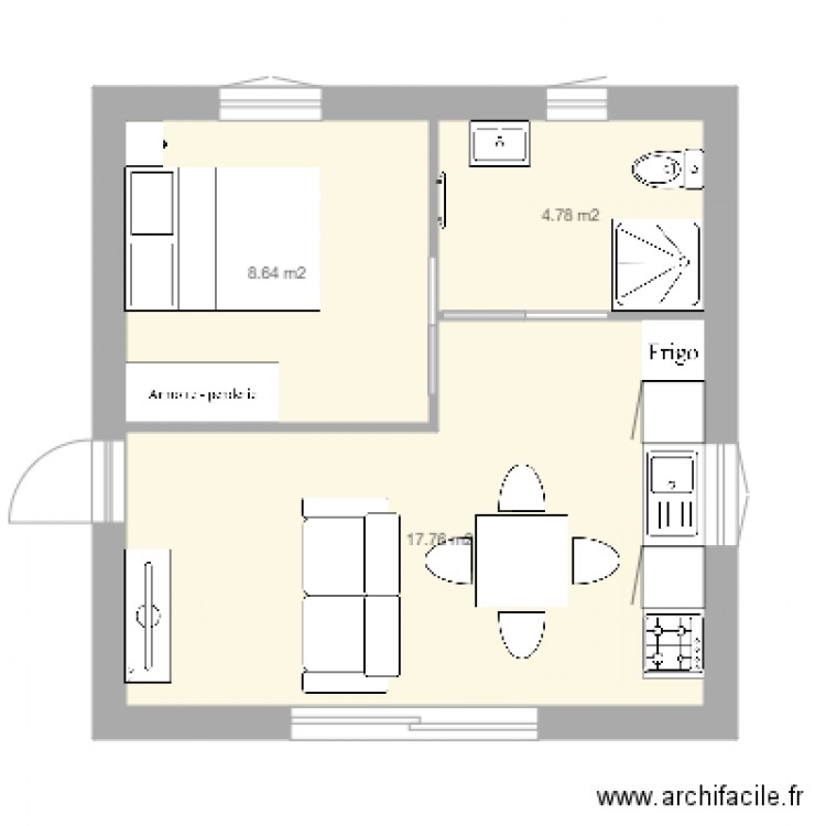 Projet mini  villa  Plan  3 pi ces 31 m2 dessin  par giabi20