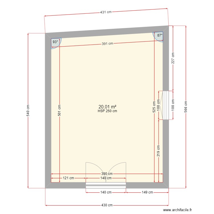 Abri de jardin 2. Plan de 1 pièce et 20 m2