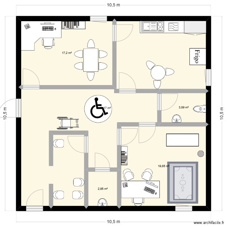 UE 1.7 4.7. Plan de 5 pièces et 93 m2