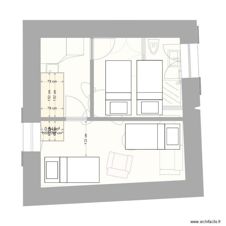 Bergerie ET0-ET1 20230304. Plan de 4 pièces et 26 m2