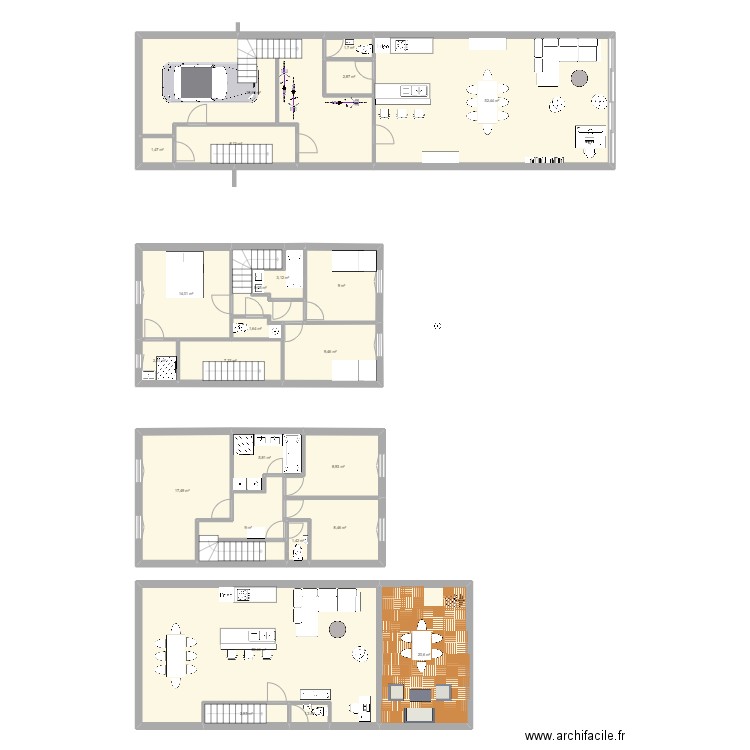 Van ô 10. Plan de 24 pièces et 283 m2