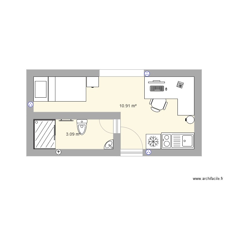 Chambre étudiante 2. Plan de 0 pièce et 0 m2