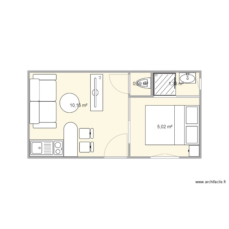 Studio 18m2 1. Plan de 0 pièce et 0 m2