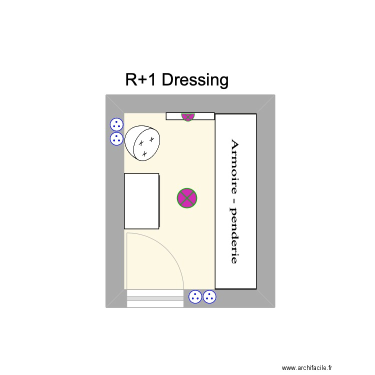 R+1 Dressing dernier. Plan de 1 pièce et 5 m2