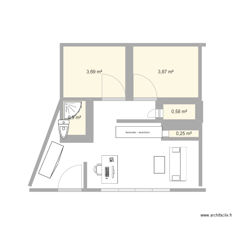 PLAN 1. Plan de 5 pièces et 9 m2