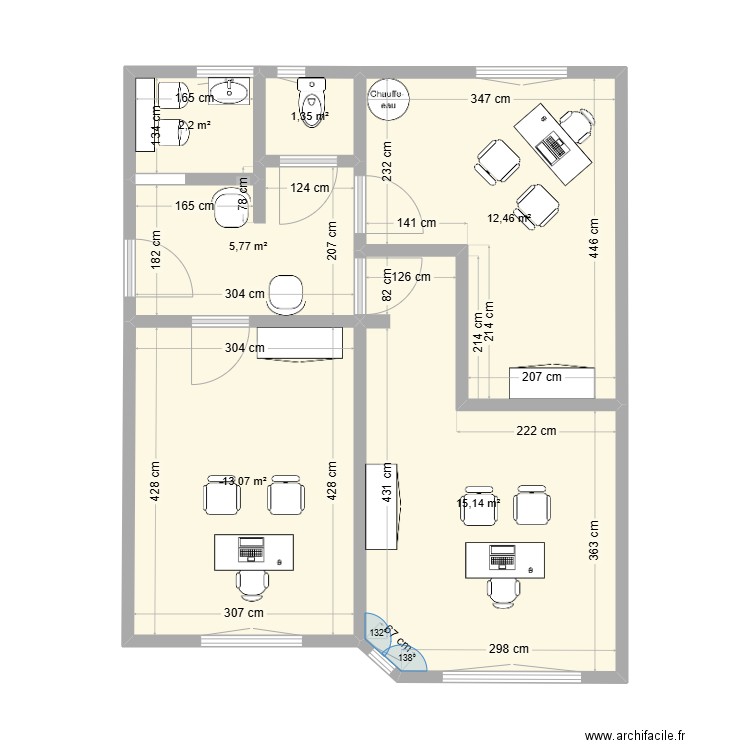 Mathilde. Plan de 6 pièces et 50 m2