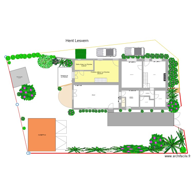 plan Maison La Glycine plantes terrasse et garage 27 01 2023. Plan de 10 pièces et 129 m2