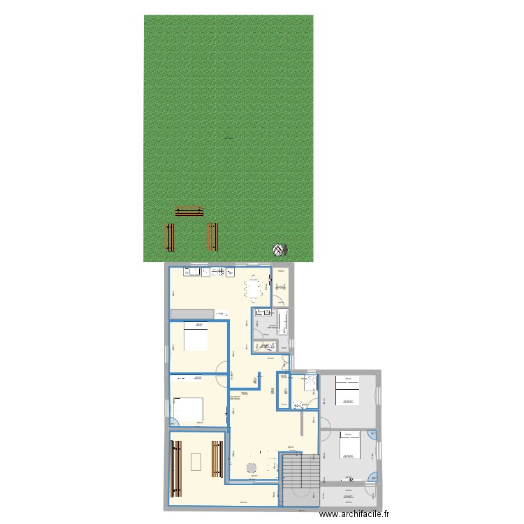 El Hammam 1er etage . Plan de 7 pièces et 174 m2