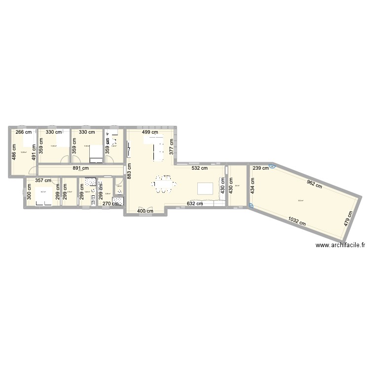 maison. Plan de 13 pièces et 211 m2