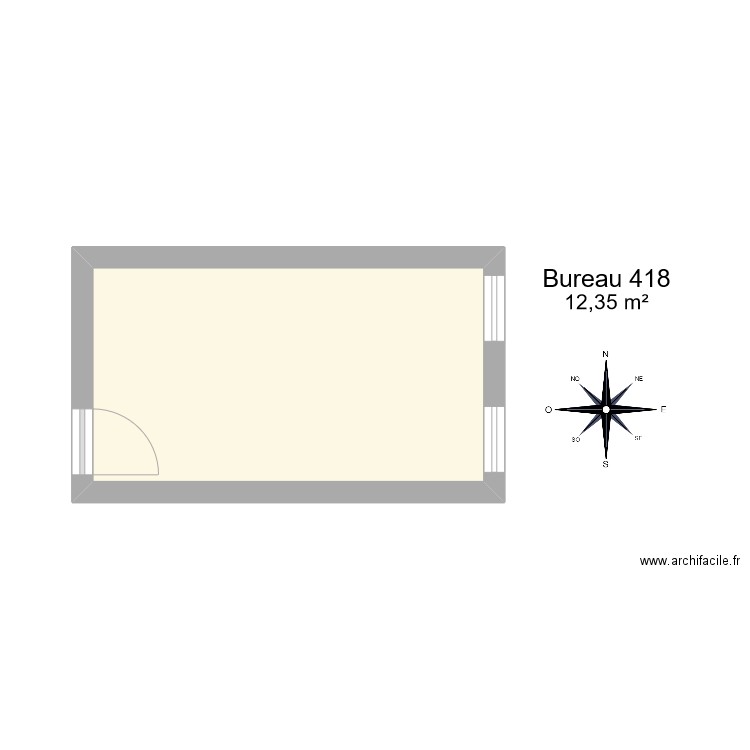 Bureau R 418. Plan de 1 pièce et 12 m2