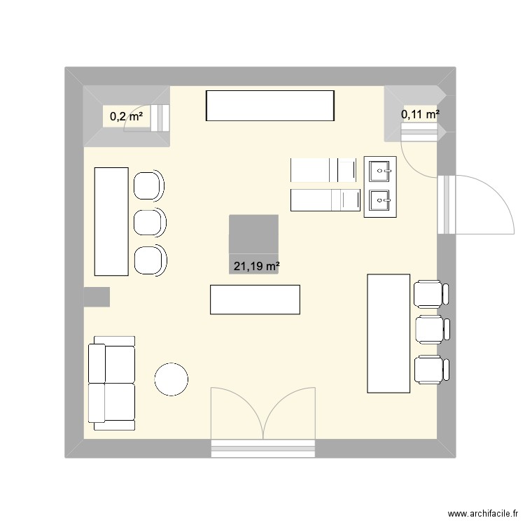 institut menasa. Plan de 3 pièces et 22 m2