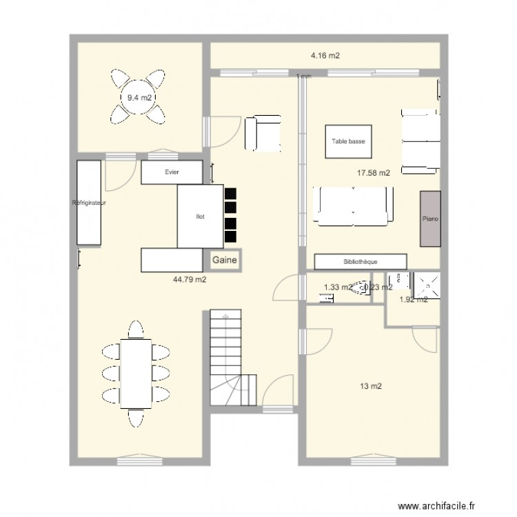 Maison Sceaux RDC Proposition 2. Plan de 0 pièce et 0 m2