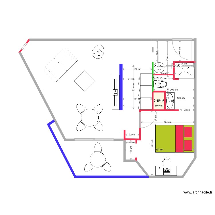 pau 4 cece. Plan de 0 pièce et 0 m2