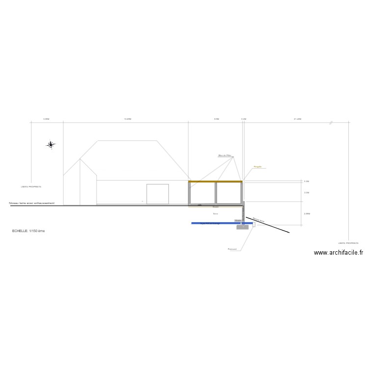 Plan de coupe. Plan de 0 pièce et 0 m2