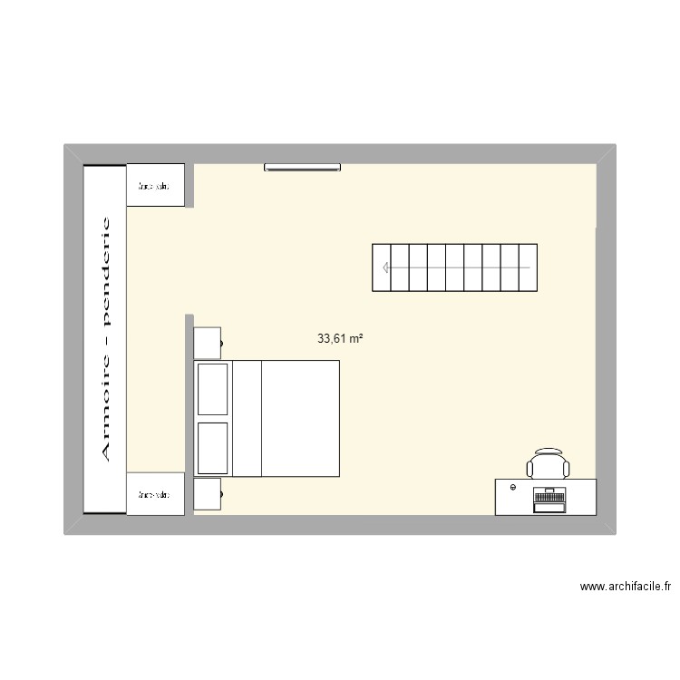 Combles 2. Plan de 1 pièce et 34 m2