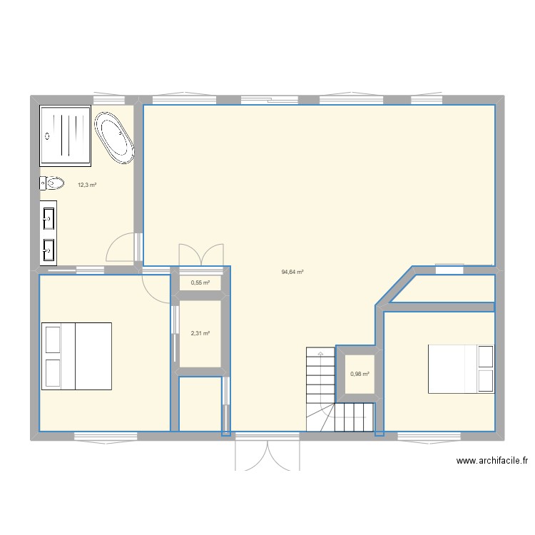 Maison. Plan de 5 pièces et 111 m2