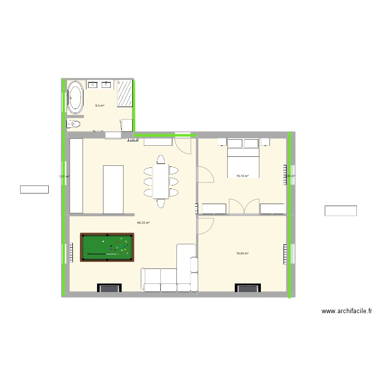 Clémentine sdb 2. Plan de 6 pièces et 92 m2