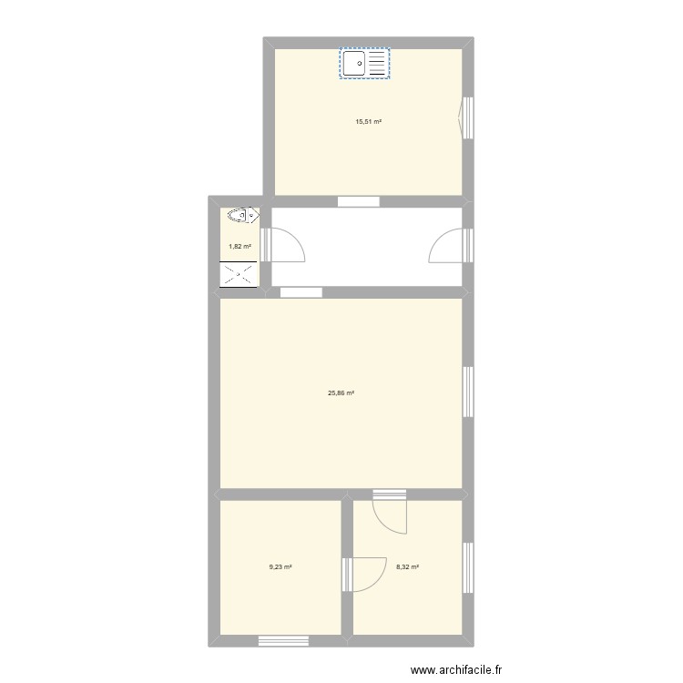 APPARTEMENT CHARVONNEX. Plan de 5 pièces et 61 m2