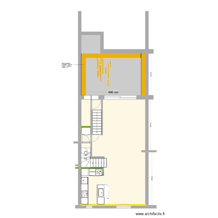 Banning 83 2e étage : Terrasse. Plan de 6 pièces et 76 m2