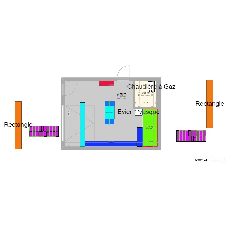 vestiaire . Plan de 0 pièce et 0 m2