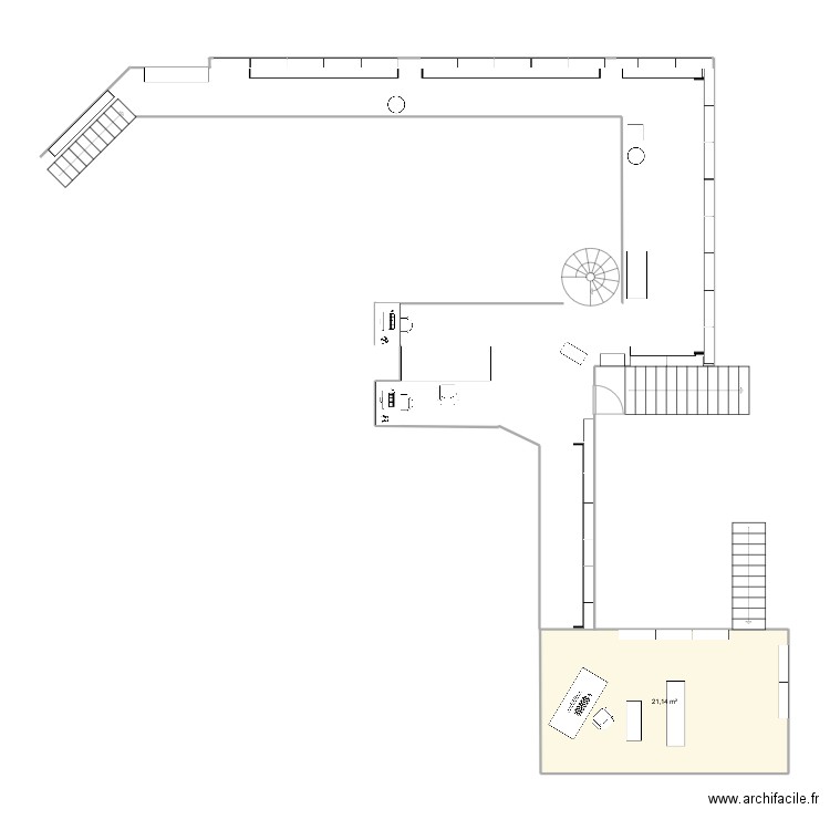 mezz 2025 temp. Plan de 1 pièce et 21 m2