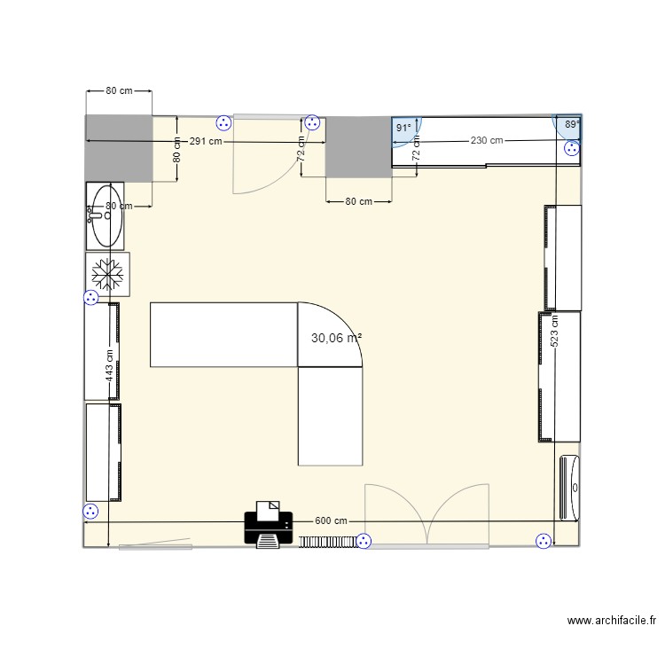 infirmerie v2. Plan de 1 pièce et 30 m2