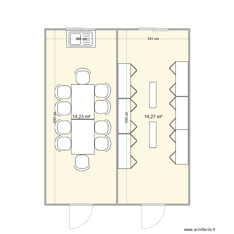 REGIL TP CHANTIER TOUSSIEU. Plan de 2 pièces et 29 m2